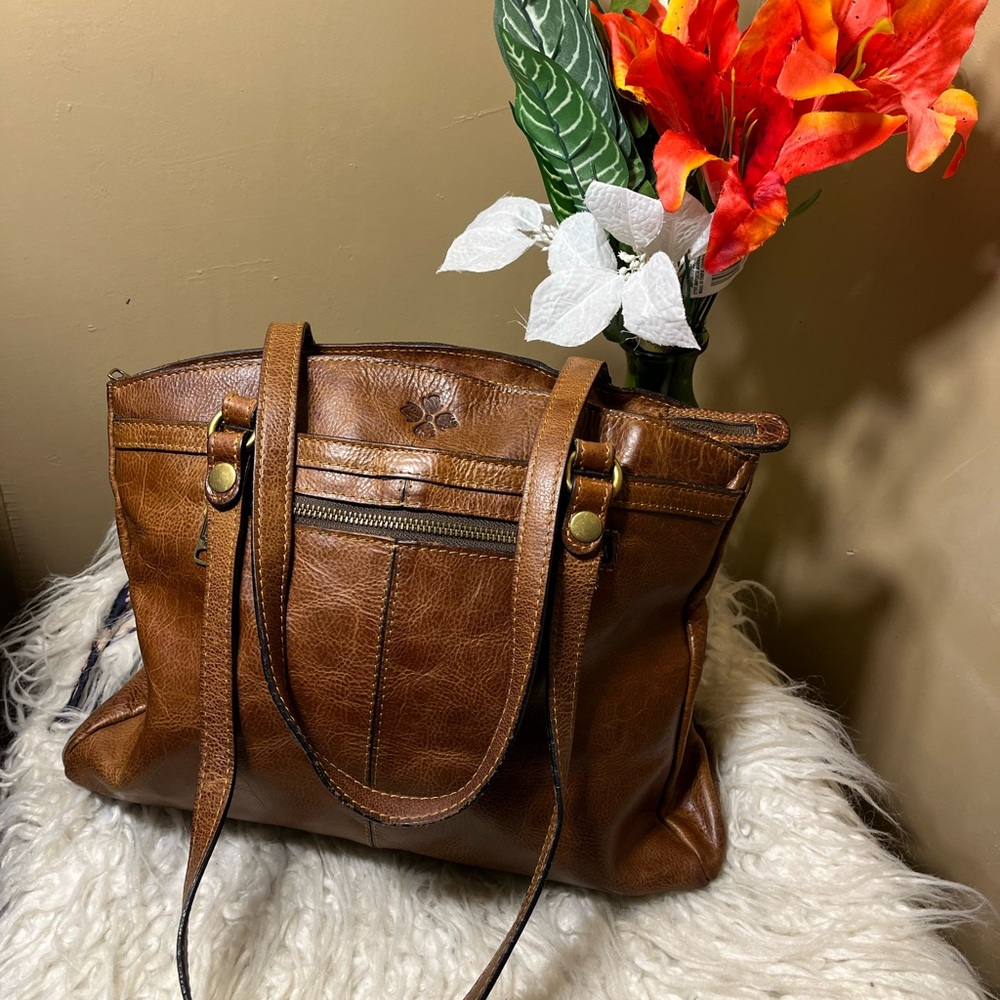 Patricia Nash Leather Cognac Distressed Tote